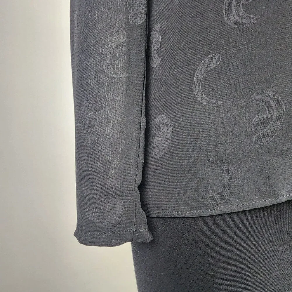 Vintage Black Sheer Neck Tie Back Buttoned Blouse Top Size S - Picture 3 of 9